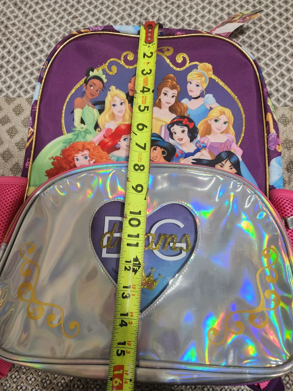 Kohl's Kids Holographic Silver 'Dream' Heart Backpack with Gold Accents